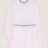 Draped Evening Dress in Chiffon with Crystals and Cape Draped Evening Dress in Chiffon with Crystals and Cape