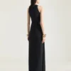Draped Halterneck Evening Dress in Crepe Cady Draped Halterneck Evening Dress in Crepe Cady