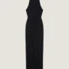 Draped Halterneck Evening Dress in Crepe Cady Draped Halterneck Evening Dress in Crepe Cady