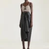 Draped Midi Skirt in Nappa Leather Draped Midi Skirt in Nappa Leather