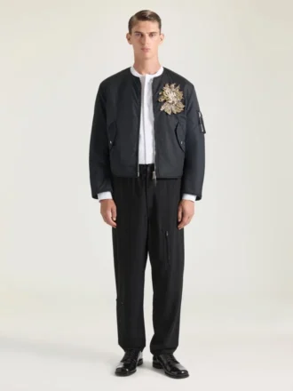 Embellished Couture Seam Bomber in Nylon