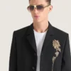 Embellished Single-Breasted Cropped Jacket in Wool
