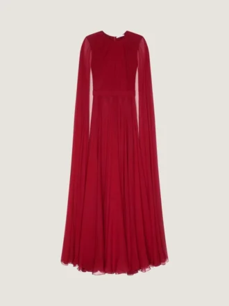 Evening Dress in Silk Crepon with Cape Evening Dress in Silk Crepon with Cape
