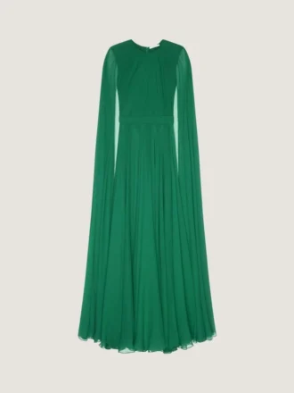 Evening Dress in Silk Crepon with Cape Evening Dress in Silk Crepon with Cape