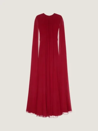 Evening Dress in Silk Crepon with Cape Evening Dress in Silk Crepon with Cape