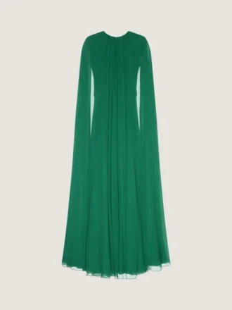 Evening Dress in Silk Crepon with Cape Evening Dress in Silk Crepon with Cape