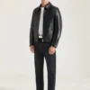 Biker Zipped Blouson in Leather