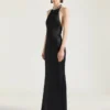 Halter Neck Dress in Crepe and Satin Halter Neck Dress in Crepe and Satin