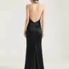 Halter Neck Dress in Crepe and Satin Halter Neck Dress in Crepe and Satin