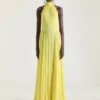 Halterneck Evening Dress in Silk Chiffon with Bow Detail Halterneck Evening Dress in Silk Chiffon with Bow Detail