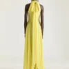 Halterneck Evening Dress in Silk Chiffon with Bow Detail Halterneck Evening Dress in Silk Chiffon with Bow Detail