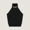 Halterneck Top in Viscose with Crystals Halterneck Top in Viscose with Crystals