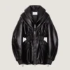Hourglass Bomber with Zipped Shawl Collar in Leather