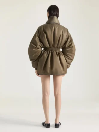 Hourglass Bomber with Zipped Shawl Collar in Nylon