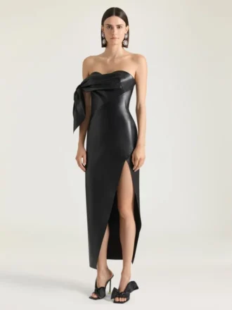 Long Bustier Dress in Nappa Leather with Bow Long Bustier Dress in Nappa Leather with Bow