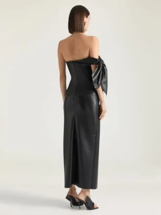 Long Bustier Dress in Nappa Leather with Bow Long Bustier Dress in Nappa Leather with Bow