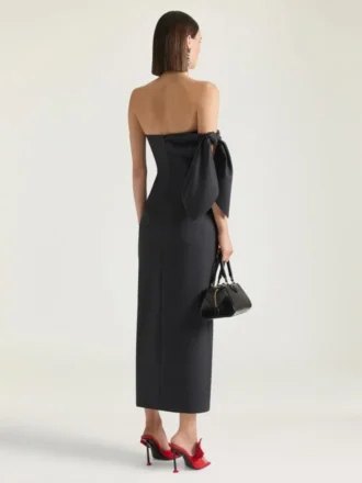 Long Bustier Dress in Wool with Bow Long Bustier Dress in Wool with Bow