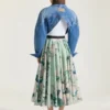 Long Circular Skirt in Poplin with Roses Print Long Circular Skirt in Poplin with Roses Print
