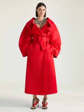 Long Cocoon Coat in Satin