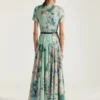 Long Dress in Viscose with Roses Print Long Dress in Viscose with Roses Print