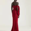 Long Evening Bustier Dress in Crepe with Bow and Sequins Long Evening Bustier Dress in Crepe with Bow and Sequins