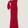 Long Evening Bustier Dress in Crepe with Bow and Sequins Long Evening Bustier Dress in Crepe with Bow and Sequins