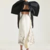 Long Skirt in Satin with Bow and Embroideries Long Skirt in Satin with Bow and Embroideries