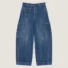 Medium Blue Cropped Cocoon Cargo Jeans Medium Blue Cropped Cocoon Cargo Jeans