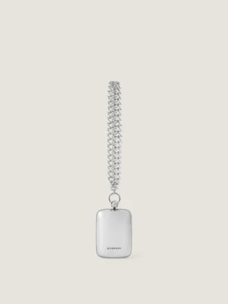 Micro Evening Clutch in Metal Leather with Chain