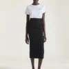 Midi Kickback Skirt in Crepe Cady Midi Kickback Skirt in Crepe Cady