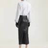 Midi Kickback Skirt in Nappa Leather Midi Kickback Skirt in Nappa Leather
