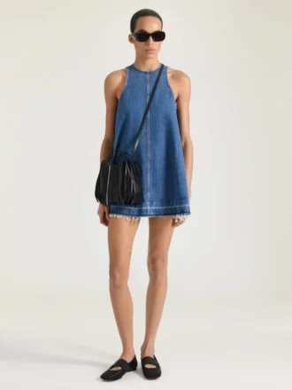 Mini Dress in Medium Blue Denim