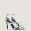 Naked Heeled Sandals in Mirror Effect Leather Naked Heeled Sandals in Mirror Effect Leather