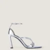 Naked Heeled Sandals in Mirror Effect Leather Naked Heeled Sandals in Mirror Effect Leather