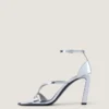 Naked Heeled Sandals in Mirror Effect Leather Naked Heeled Sandals in Mirror Effect Leather