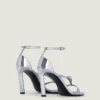 Naked Heeled Sandals in Mirror Effect Leather Naked Heeled Sandals in Mirror Effect Leather