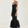 Open Back Ruffled Dress in Fine Rib Open Back Ruffled Dress in Fine Rib