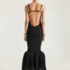Open Back Ruffled Dress in Fine Rib Open Back Ruffled Dress in Fine Rib