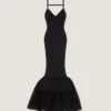 Open Back Ruffled Dress in Fine Rib Open Back Ruffled Dress in Fine Rib