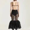 Open Back Ruffled Dress in Mesh