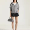 Zipped Hoodie in Wool and Cashmere
