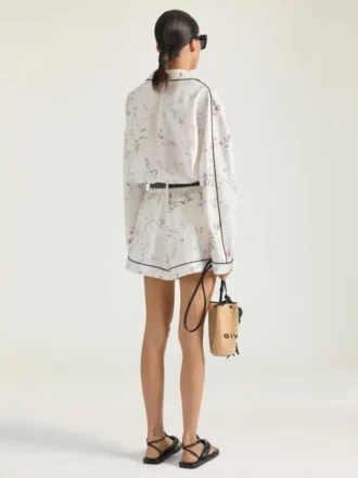 Pyjama Shirt in Silk with Floral Print