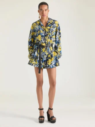 Pyjama Shirt in Viscose with Floral Print