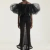 Ruffled Dress in Mesh