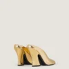Sculpted Heeled Mules in Mirror Effect Leather Sculpted Heeled Mules in Mirror Effect Leather