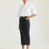 Midi Kickback Skirt in Raw Denim Midi Kickback Skirt in Raw Denim
