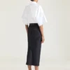 Midi Kickback Skirt in Raw Denim Midi Kickback Skirt in Raw Denim
