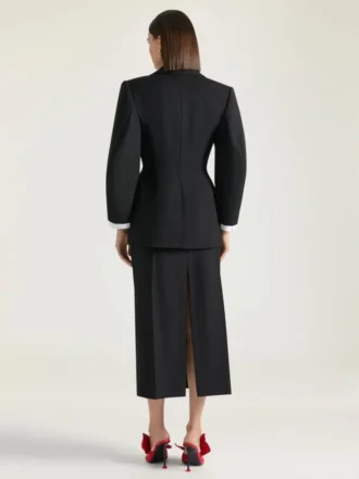 Single-Breasted Cocoon Jacket in Wool and Mohair