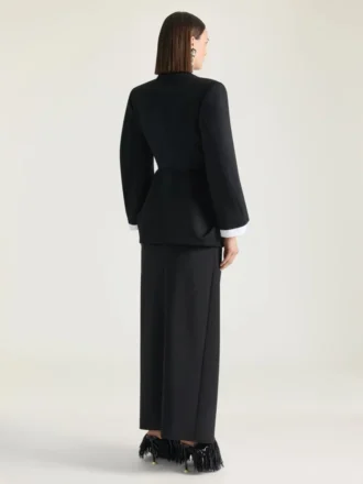 Single-Breasted Draped Jacket in Wool Grain De Poudre