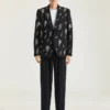 Single Breasted Jacket in Crystal Embroidered Wool Single Breasted Jacket in Crystal Embroidered Wool